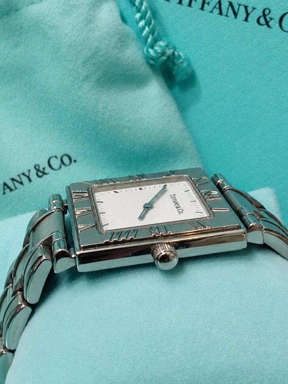 Tiffany & Co. Iconic Atlas Stainless Steel Swiss Made Square Watch - Picture 14 of 16